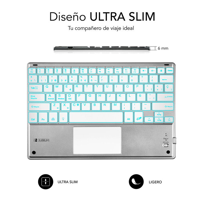 Subblim Teclado Bluetooth Smart Backlit con Touchpad Silver SMBT50 Subblim Teclado Bluetooth Smart Backlit con Touchpad Silver SMBT50